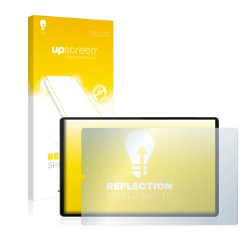 Front side of a product packaging with the brand logo upscreen. Next to it is the device Lenovo Tab M10 FHD Plus (Landscape) s