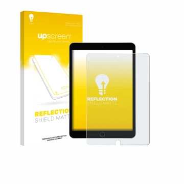 Front side of a product packaging with the brand logo upscreen. Next to it is the device Apple iPad 10.2