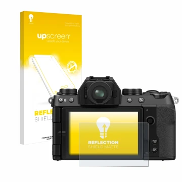 Front side of a product packaging with the brand logo upscreen. Next to it is the device Fujifilm X-S10 shown with the corresp