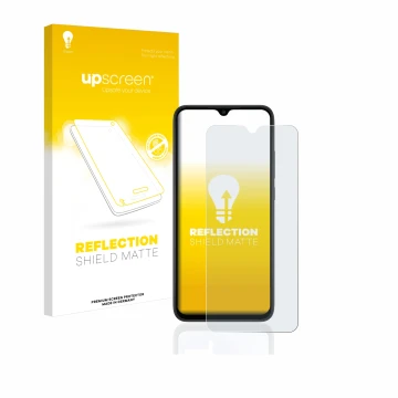 Front side of a product packaging with the brand logo upscreen. Next to it is the device Xiaomi Redmi 9AT shown with the corre