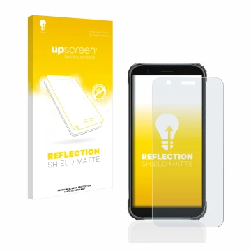 Front side of a product packaging with the brand logo upscreen. Next to it is the device Blackview BV4900 Pro shown with the c