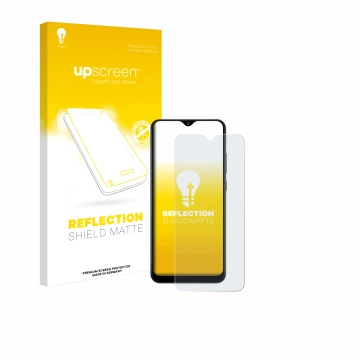 Front side of a product packaging with the brand logo upscreen. Next to it is the device Samsung Galaxy A02s shown with the co