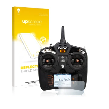 Front side of a product packaging with the brand logo upscreen. Next to it is the device Spektrum NX6 shown with the correspon