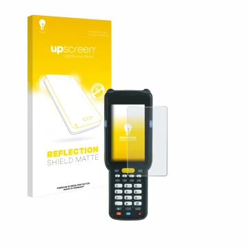 Front side of a product packaging with the brand logo upscreen. Next to it is the device Zebra MC3300X shown with the correspo