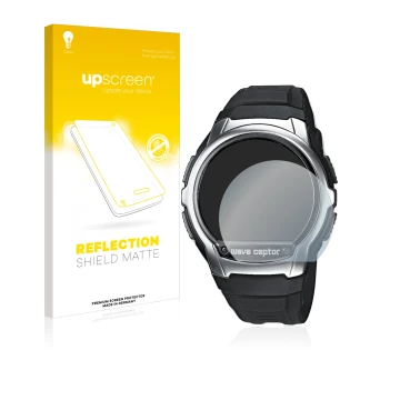 Front side of a product packaging with the brand logo upscreen. Next to it is the device Casio Wave Ceptor WV-58 shown with th