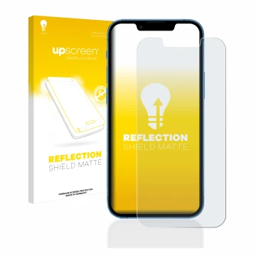 Front side of a product packaging with the brand logo upscreen. Next to it is the device Apple iPhone 13 mini shown with the c