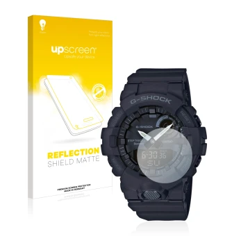 Front side of a product packaging with the brand logo upscreen. Next to it is the device Casio G-Shock GBA800 shown with the c