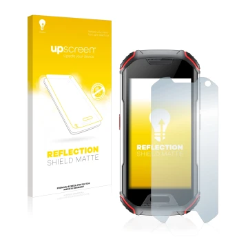 Front side of a product packaging with the brand logo upscreen. Next to it is the device Unihertz Atom XL shown with the corre