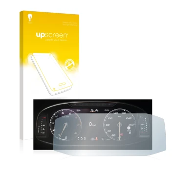 Front side of a product packaging with the brand logo upscreen. Next to it is the device Seat Ateca Facelift 10.25