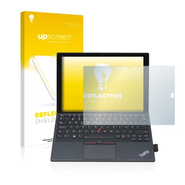 Front side of a product packaging with the brand logo upscreen. Next to it is the device Lenovo ThinkPad X1 Tablet Gen 2 shown