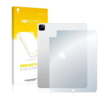 Front side of a product packaging with the brand logo upscreen. Next to it is the device Apple iPad 12.9