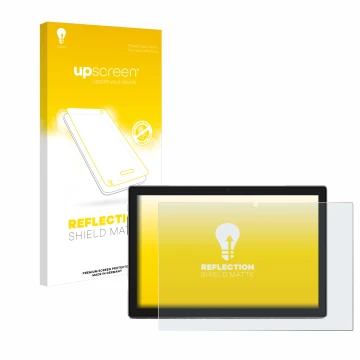 Front side of a product packaging with the brand logo upscreen. Next to it is the device Blackview Tab 9 shown with the corres