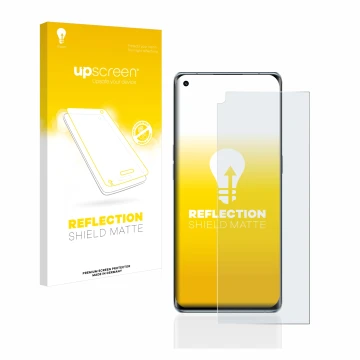 Front side of a product packaging with the brand logo upscreen. Next to it is the device Oppo Reno 6 Pro Plus 5G shown with th
