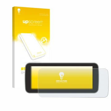 Front side of a product packaging with the brand logo upscreen. Next to it is the device Fiat 500 E Uconnect 5 10
