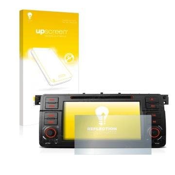 Front side of a product packaging with the brand logo upscreen. Next to it is the device Xtrons PQ7046B shown with the corresp