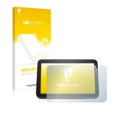 Front side of a product packaging with the brand logo upscreen. Next to it is the device Amazon Echo Show 8 2021 (2nd Gen.) sh