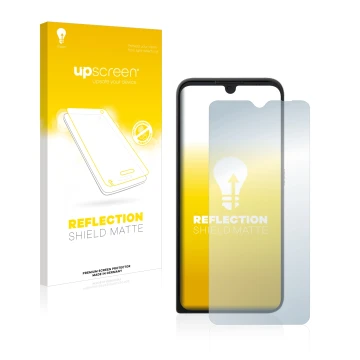 Front side of a product packaging with the brand logo upscreen. Next to it is the device Motorola Defy 2021 shown with the cor