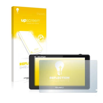 Front side of a product packaging with the brand logo upscreen. Next to it is the device Feelworld LUT6 6