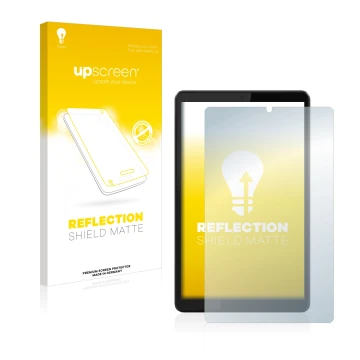 Front side of a product packaging with the brand logo upscreen. Next to it is the device Lenovo Tab M8 (3th Gen.) shown with t