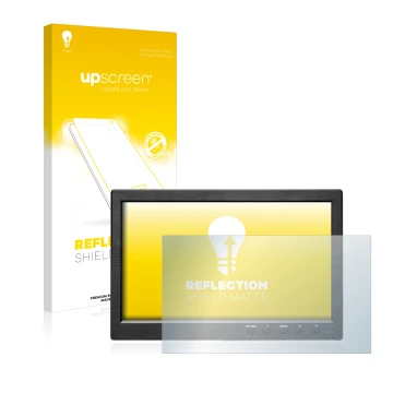 Front side of a product packaging with the brand logo upscreen. Next to it is the device Podofo HD Monitor 10.1