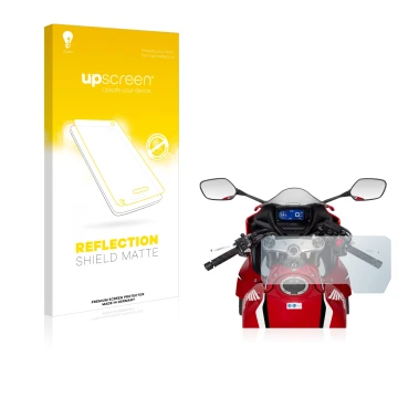Front side of a product packaging with the brand logo upscreen. Next to it is the device Honda CBR650R 2019-2021 shown with th
