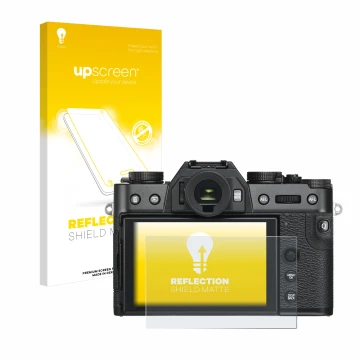 Front side of a product packaging with the brand logo upscreen. Next to it is the device Fujifilm X-T30 ll shown with the corr