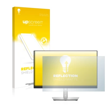 Front side of a product packaging with the brand logo upscreen. Next to it is the device Dell P2422HE shown with the correspon