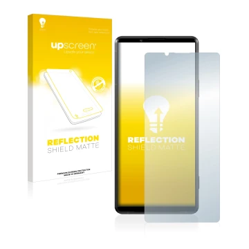 Front side of a product packaging with the brand logo upscreen. Next to it is the device Sony Xperia Pro-I shown with the corr