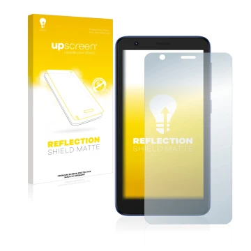 Front side of a product packaging with the brand logo upscreen. Next to it is the device ZTE Blade L9 shown with the correspon