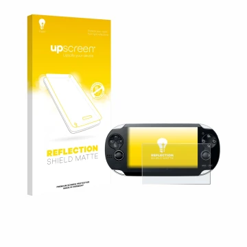 Front side of a product packaging with the brand logo upscreen. Next to it is the device Sony Playstation PS Vita shown with t