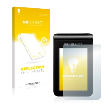 Front side of a product packaging with the brand logo upscreen. Next to it is the device REINER SCT tanJack deluxe shown with 