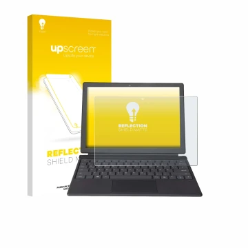 Front side of a product packaging with the brand logo upscreen. Next to it is the device Wortmann Terra Pad 1262 shown with th