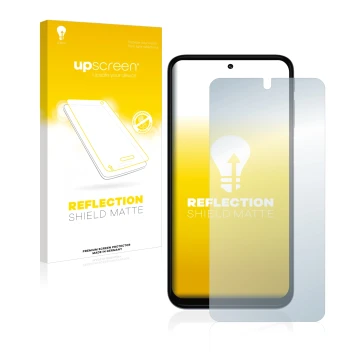 Front side of a product packaging with the brand logo upscreen. Next to it is the device Motorola Moto G31 shown with the corr