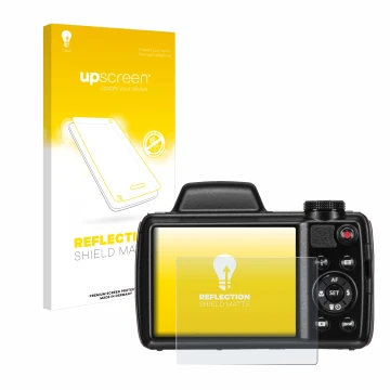 Front side of a product packaging with the brand logo upscreen. Next to it is the device Kodak Pixpro AZ525 shown with the cor