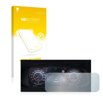 Front side of a product packaging with the brand logo upscreen. Next to it is the device Hyundai i20N 2021 Cockpit shown with 