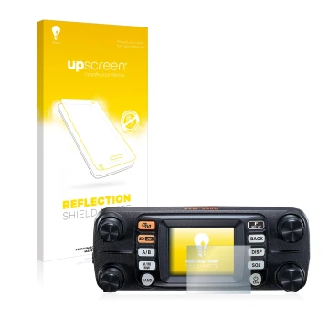 Front side of a product packaging with the brand logo upscreen. Next to it is the device Yaesu FTM-300DE shown with the corres