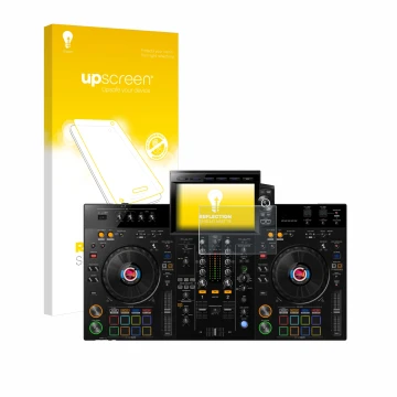 Front side of a product packaging with the brand logo upscreen. Next to it is the device Pioneer XDJ-RX3 shown with the corres