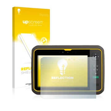 Front side of a product packaging with the brand logo upscreen. Next to it is the device Trimble T7 shown with the correspondi