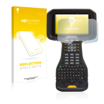 Front side of a product packaging with the brand logo upscreen. Next to it is the device Trimble TSC5 shown with the correspon