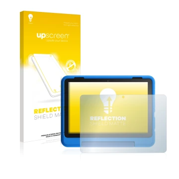 Front side of a product packaging with the brand logo upscreen. Next to it is the device Amazon Fire HD 8 Kids Pro Edition 202