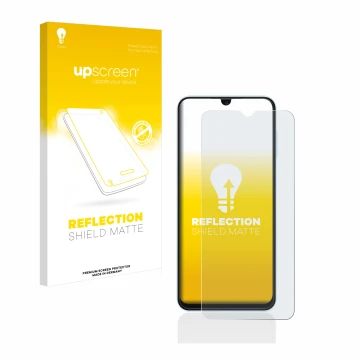 Front side of a product packaging with the brand logo upscreen. Next to it is the device Samsung Galaxy A13 shown with the cor