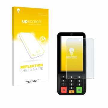 Front side of a product packaging with the brand logo upscreen. Next to it is the device Pax A35 shown with the corresponding 