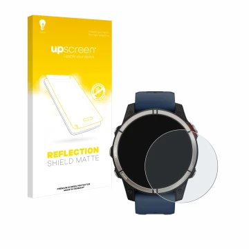 Front side of a product packaging with the brand logo upscreen. Next to it is the device Garmin quatix 7 shown with the corres