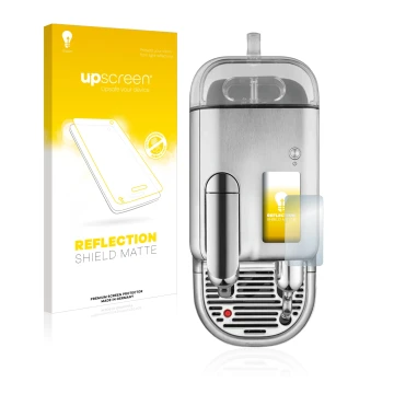 Front side of a product packaging with the brand logo upscreen. Next to it is the device Sage Nespresso Creatista Pro shown wi