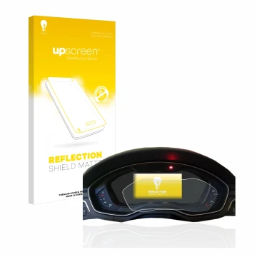 Front side of a product packaging with the brand logo upscreen. Next to it is the device Audi A4 B9 2017 Virtual Cockpit shown