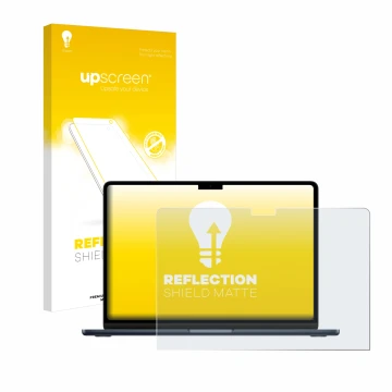 Front side of a product packaging with the brand logo upscreen. Next to it is the device Apple MacBook Air 13