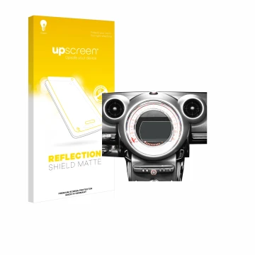 Front side of a product packaging with the brand logo upscreen. Next to it is the device Mini Countryman R60 2010-2016 Infotai