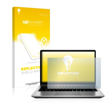 Front side of a product packaging with the brand logo upscreen. Next to it is the device HP ProBook 640 G8 shown with the corr