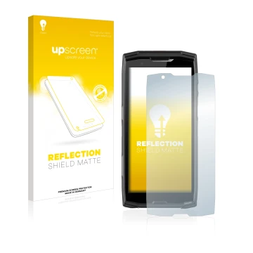 Front side of a product packaging with the brand logo upscreen. Next to it is the device Crosscall Core-X5 shown with the corr