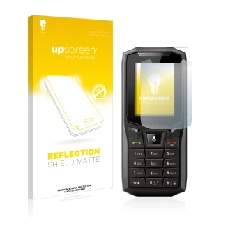 Front side of a product packaging with the brand logo upscreen. Next to it is the device Crosscall Core-S4 shown with the corr